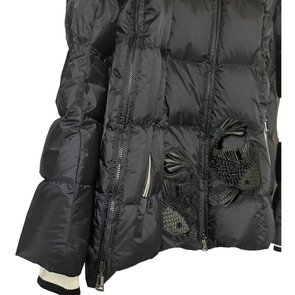 Rare Bogner Goan Thylmann Ski Puffer Down Black Coat Embroidered Fish Size XS 4 - Picture 7 of 16